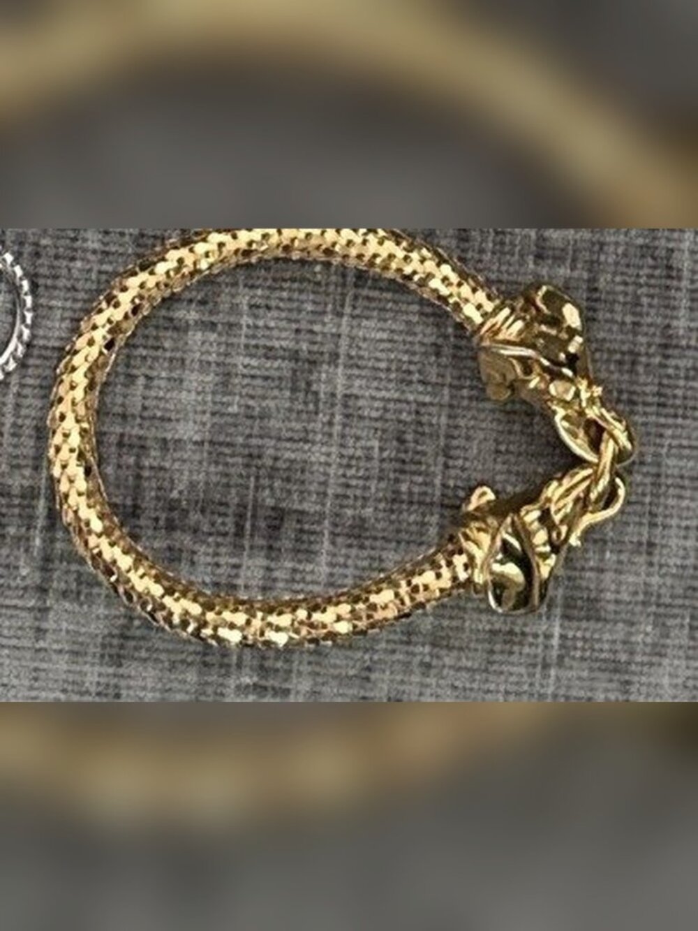 Gold Mesh Bracelet with Animal Head Clasp